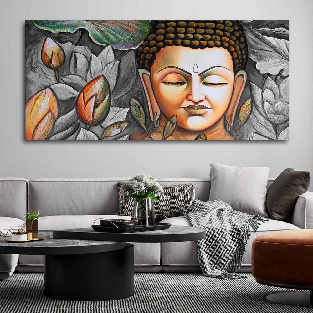 God Buddha Meditating Large Canvas Wall Painting - Image 4