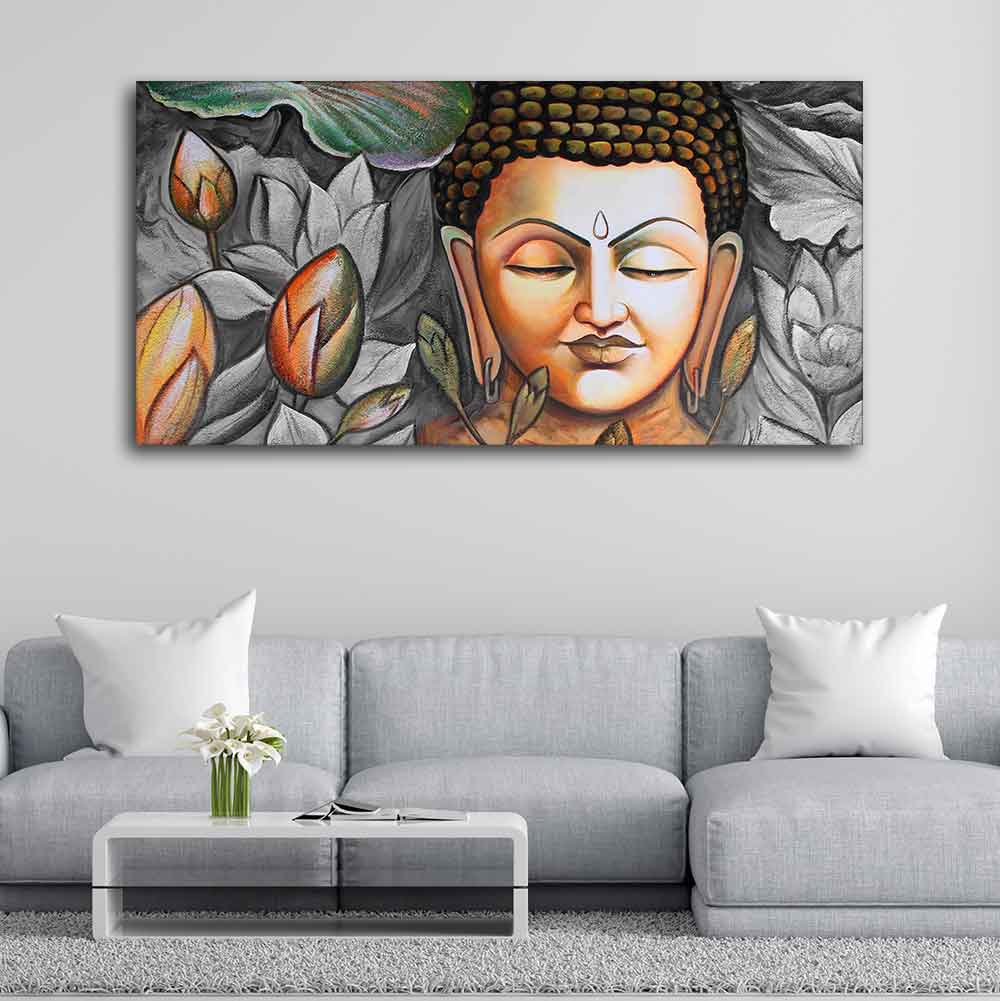 God Buddha Meditating Large Wall Painting - Image 2
