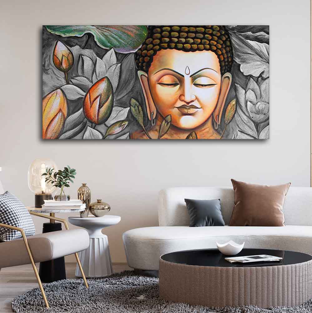 God Buddha Meditating Large Wall Painting - Image 3