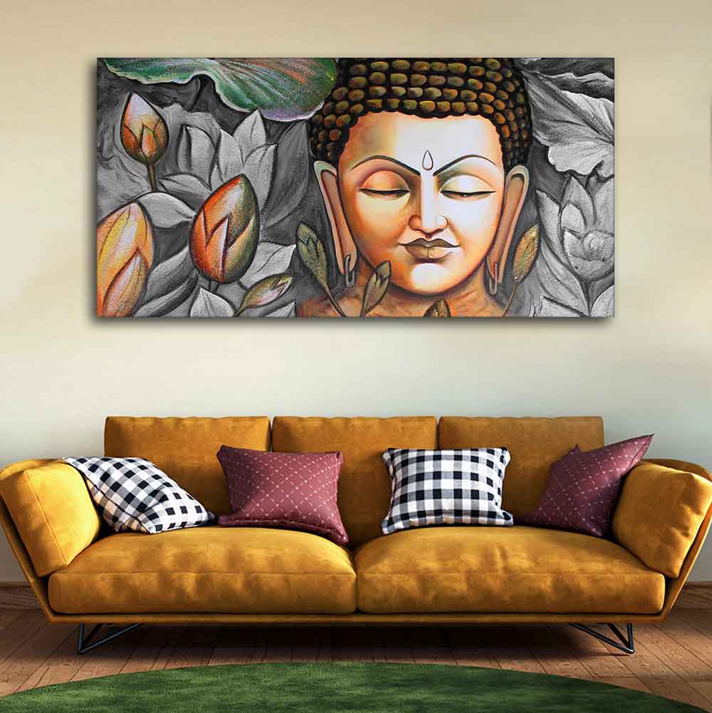 God Buddha Meditating Large Wall Painting - Image 4