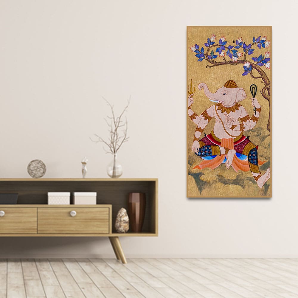 God Ganesha Thai Style Art Canvas Wall Painting - Image 3