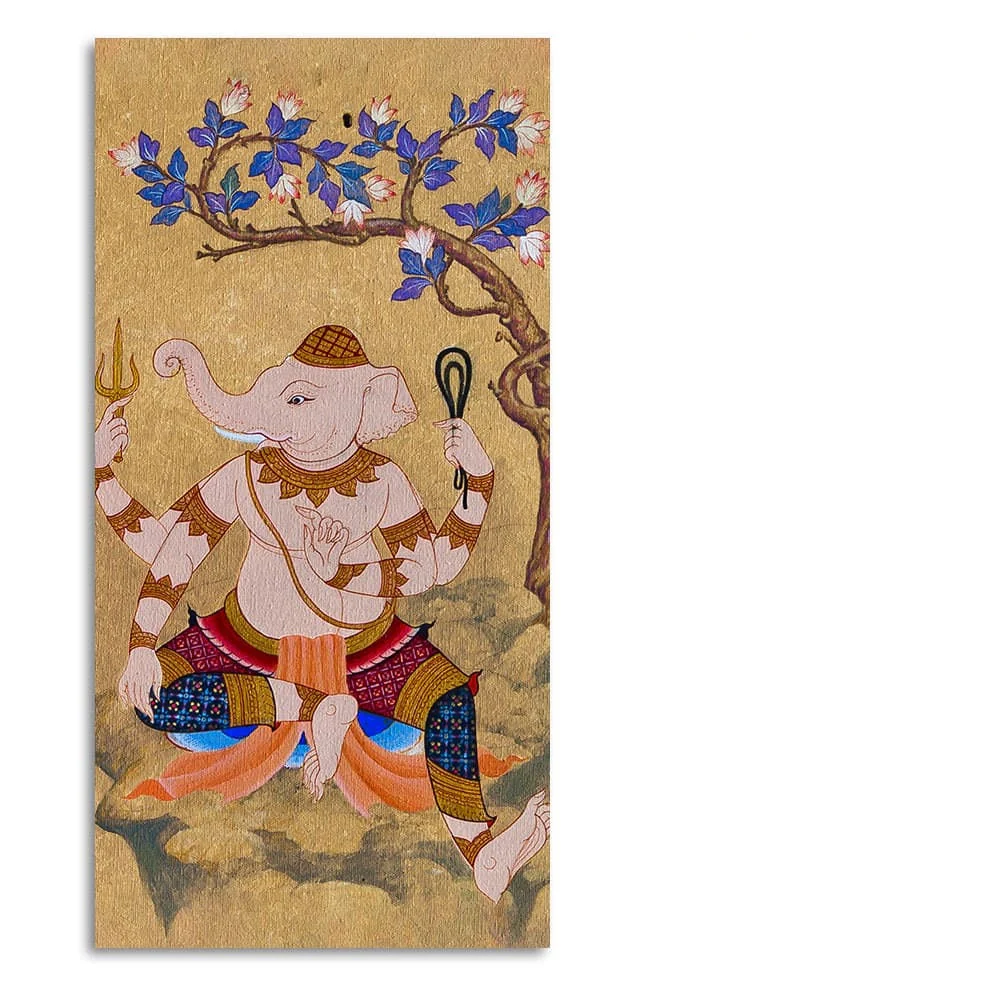God Ganesha Thai Style Art Canvas Wall Painting - Image 4