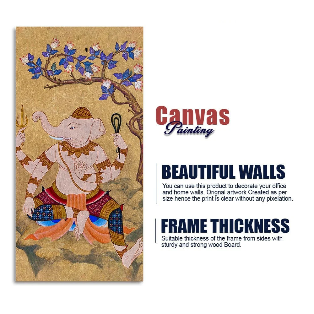 God Ganesha Thai Style Art Canvas Wall Painting - Image 6