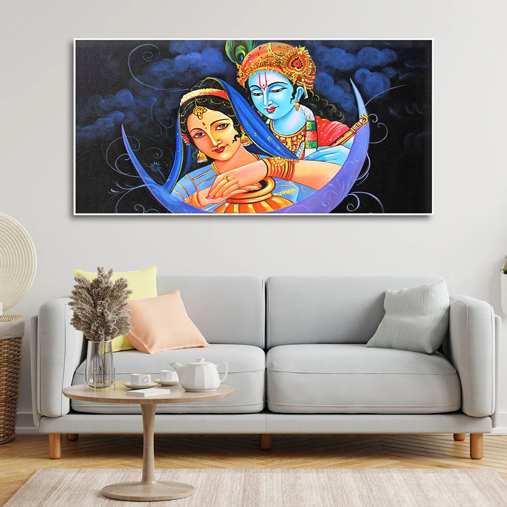God Radha Krishna Canvas Wall Painting - Image 3