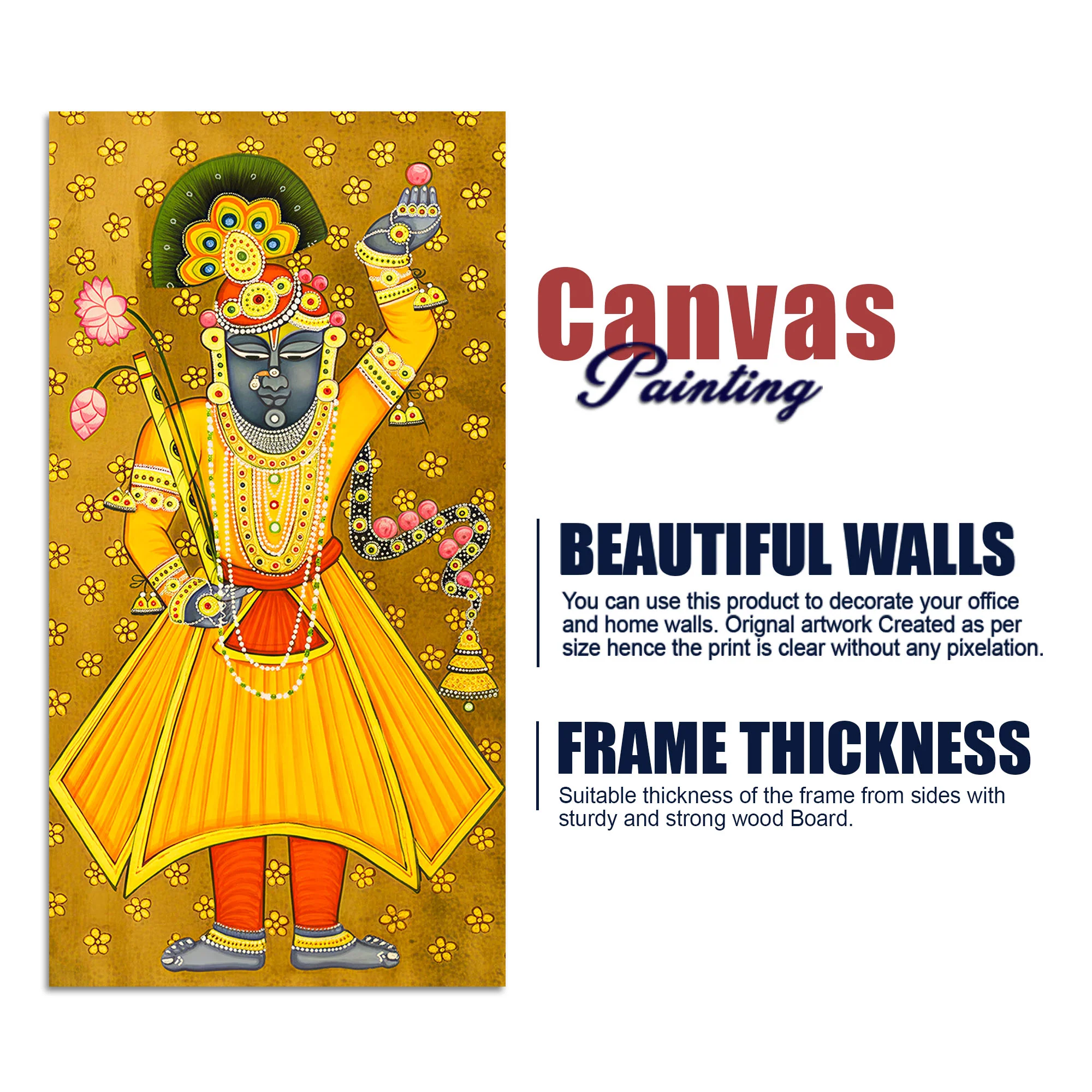 God Shrinath Ji Canvas Painting | Devotional Indian Wall Decor Art - Image 7