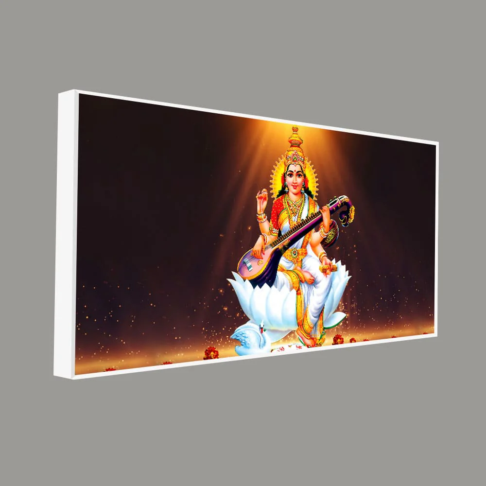 Goddess Sarasvati Modern Canvas Wall Painting - Image 5