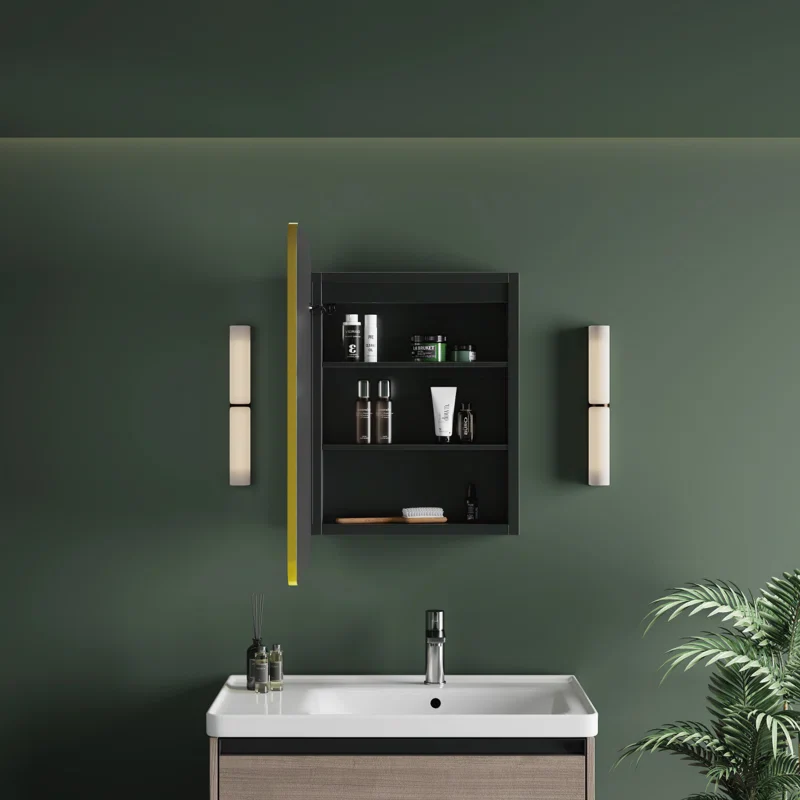 Gold Trimmed LED Mirror for Modern Bathroom - Image 5