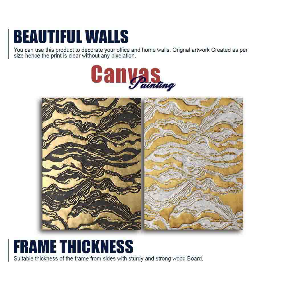 Golden Abstract Art Canvas Wall Painting of Two Pieces - Image 6