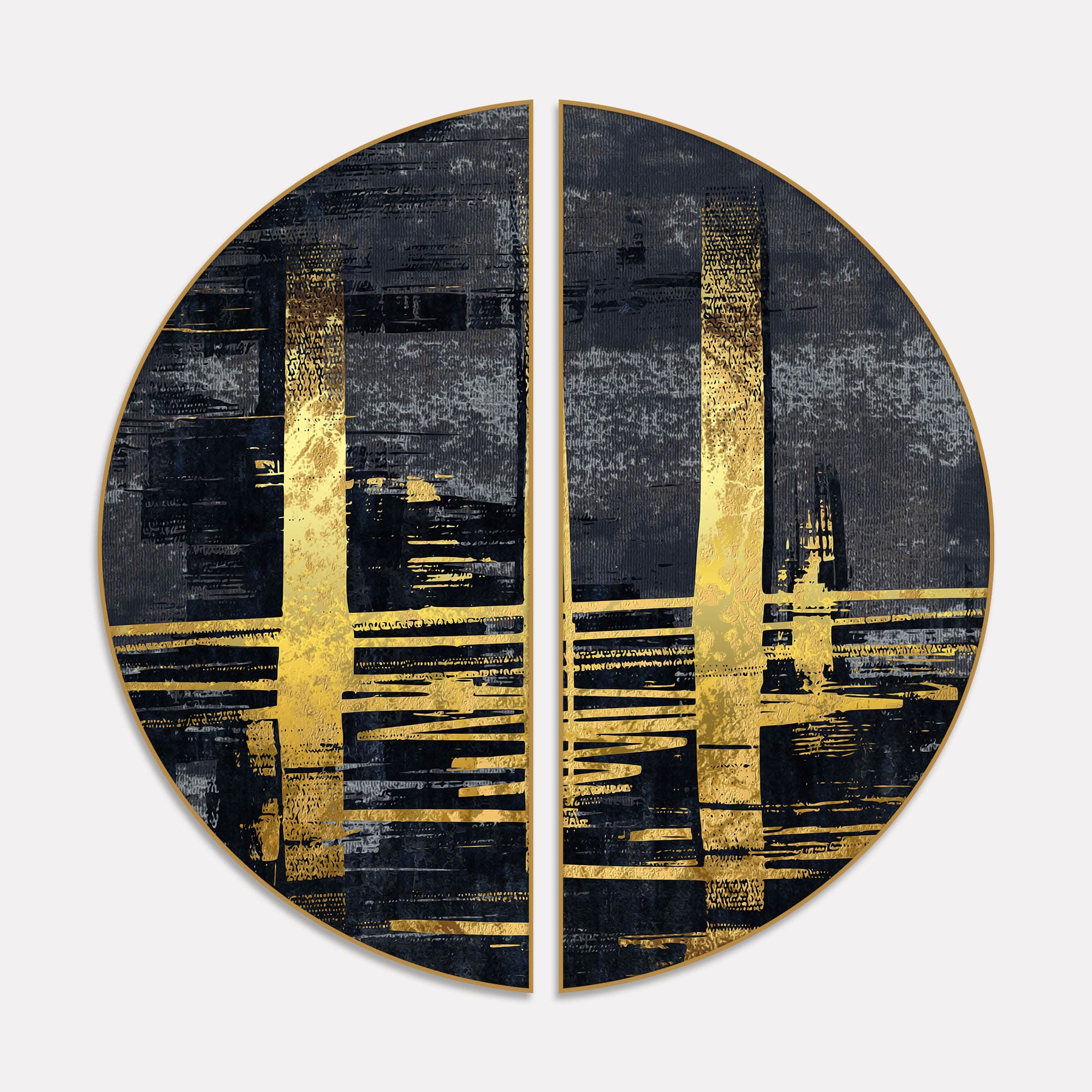 Golden Abstract Glimmer Semi Circle Frames Set Of 2 - Image 2