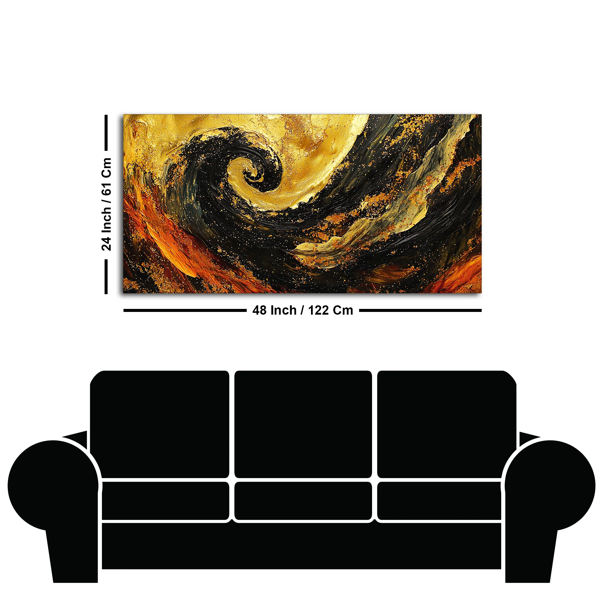Golden Abstract Spiral Art Wooden Canvas Wall Painting - Image 7