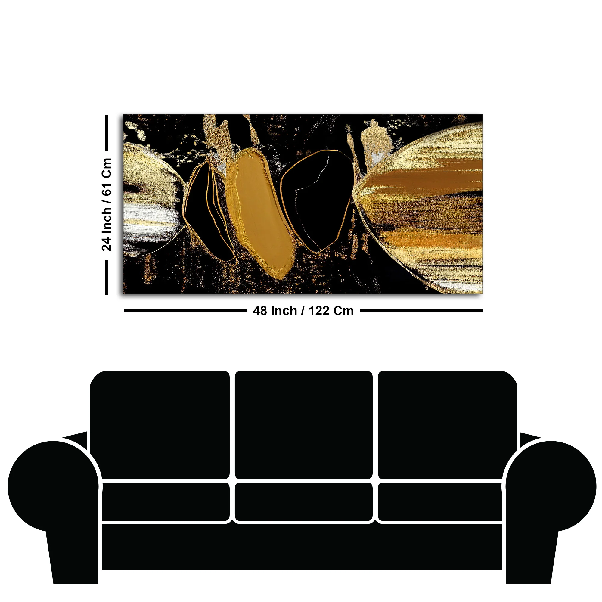 Golden Abstract Texture Canvas Art Wooden Wall Painting - Image 7