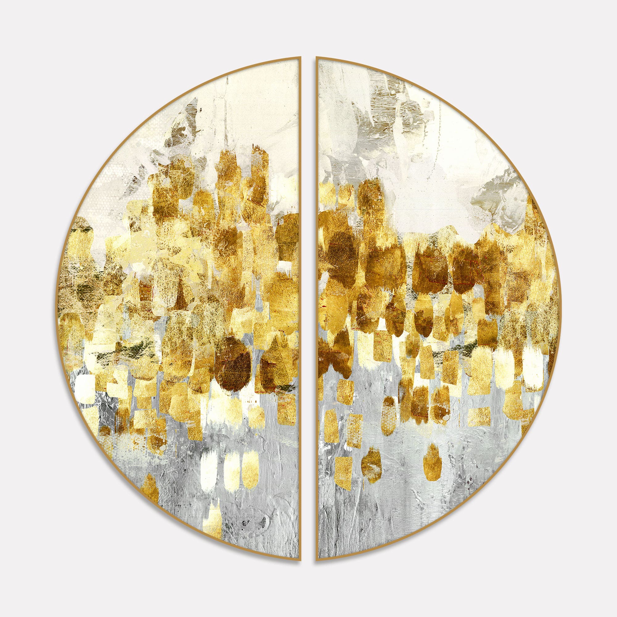 Golden Abstract Textured Art Semi Circle Frames Set Of 2 - Image 2