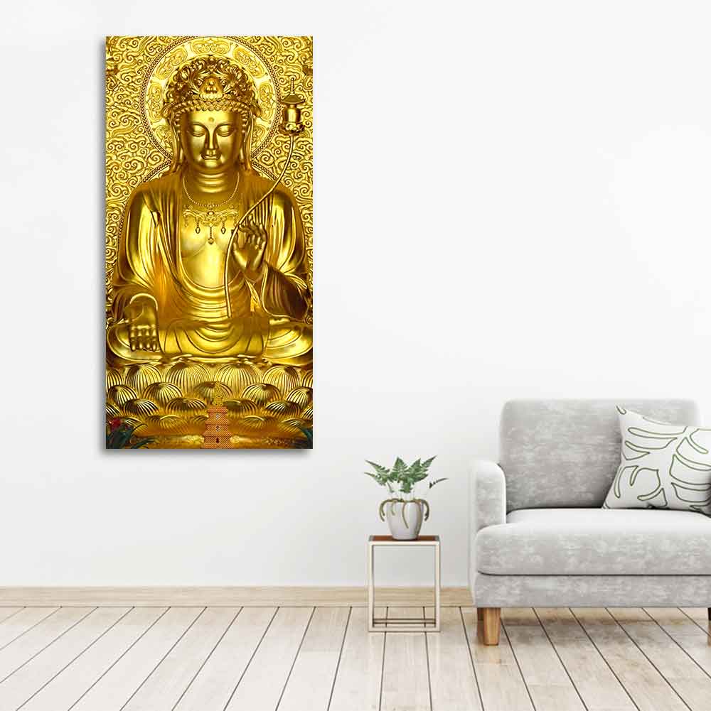 Golden Buddha Statue Canvas Wall Painting - Image 2