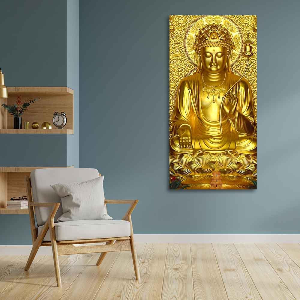 Golden Buddha Statue Canvas Wall Painting - Image 3