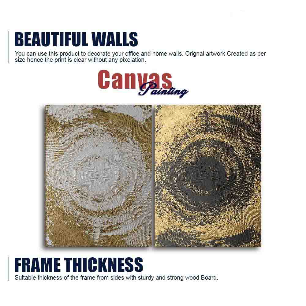 Golden Circular Texture Canvas Wall Painting of Two Pieces - Image 6