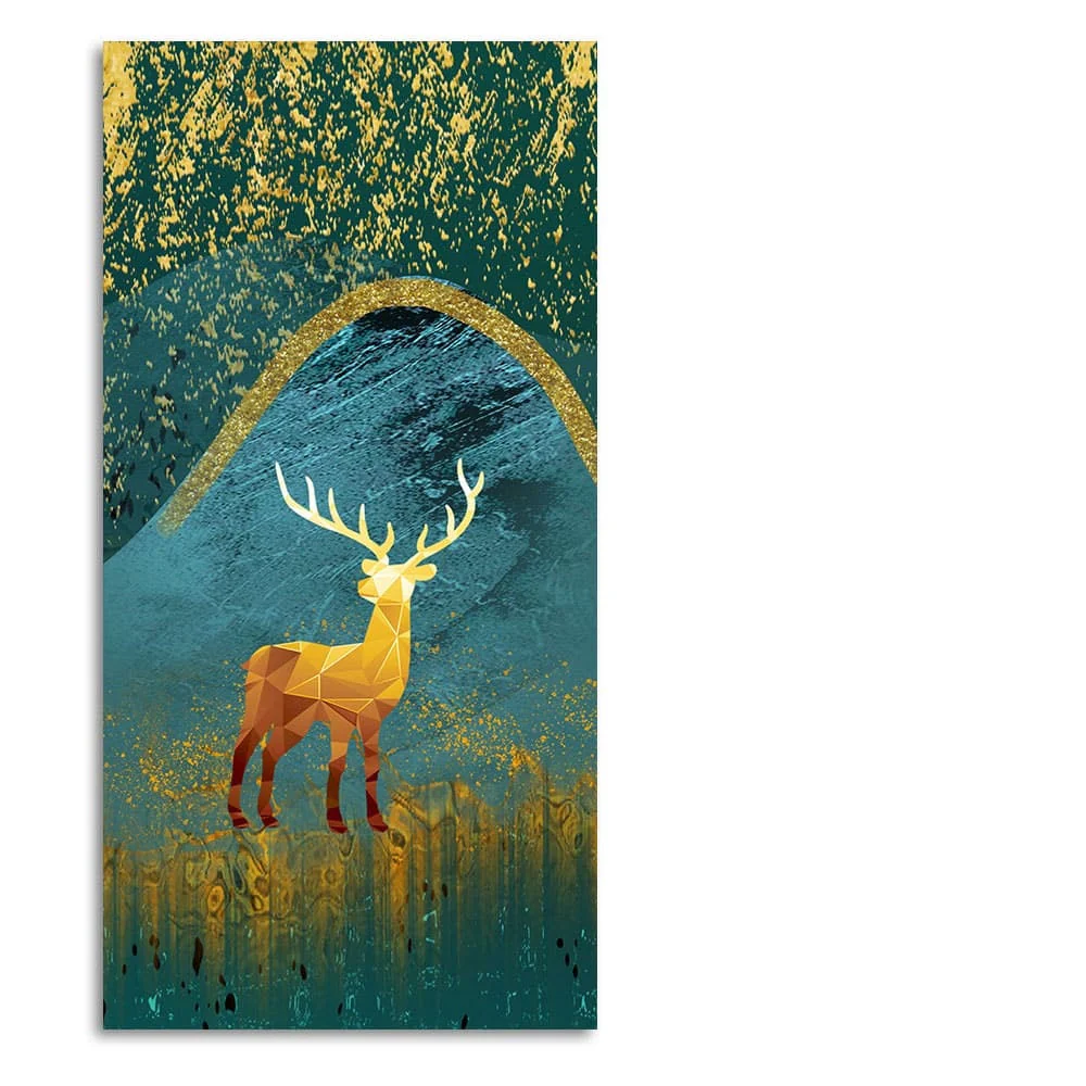 Golden Deer Modern Abstract Art Premium Canvas Wall Painting - Image 4