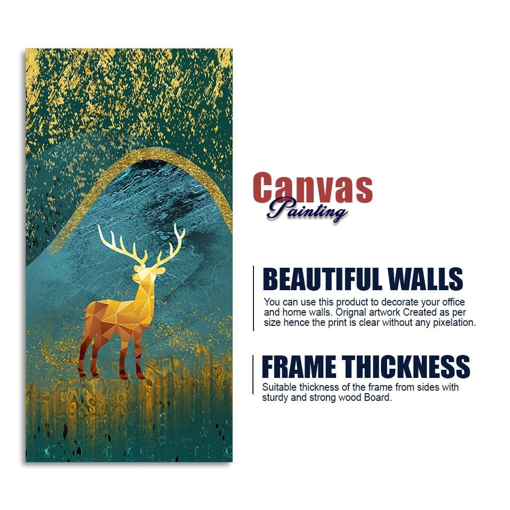 Golden Deer Modern Abstract Art Premium Canvas Wall Painting - Image 6