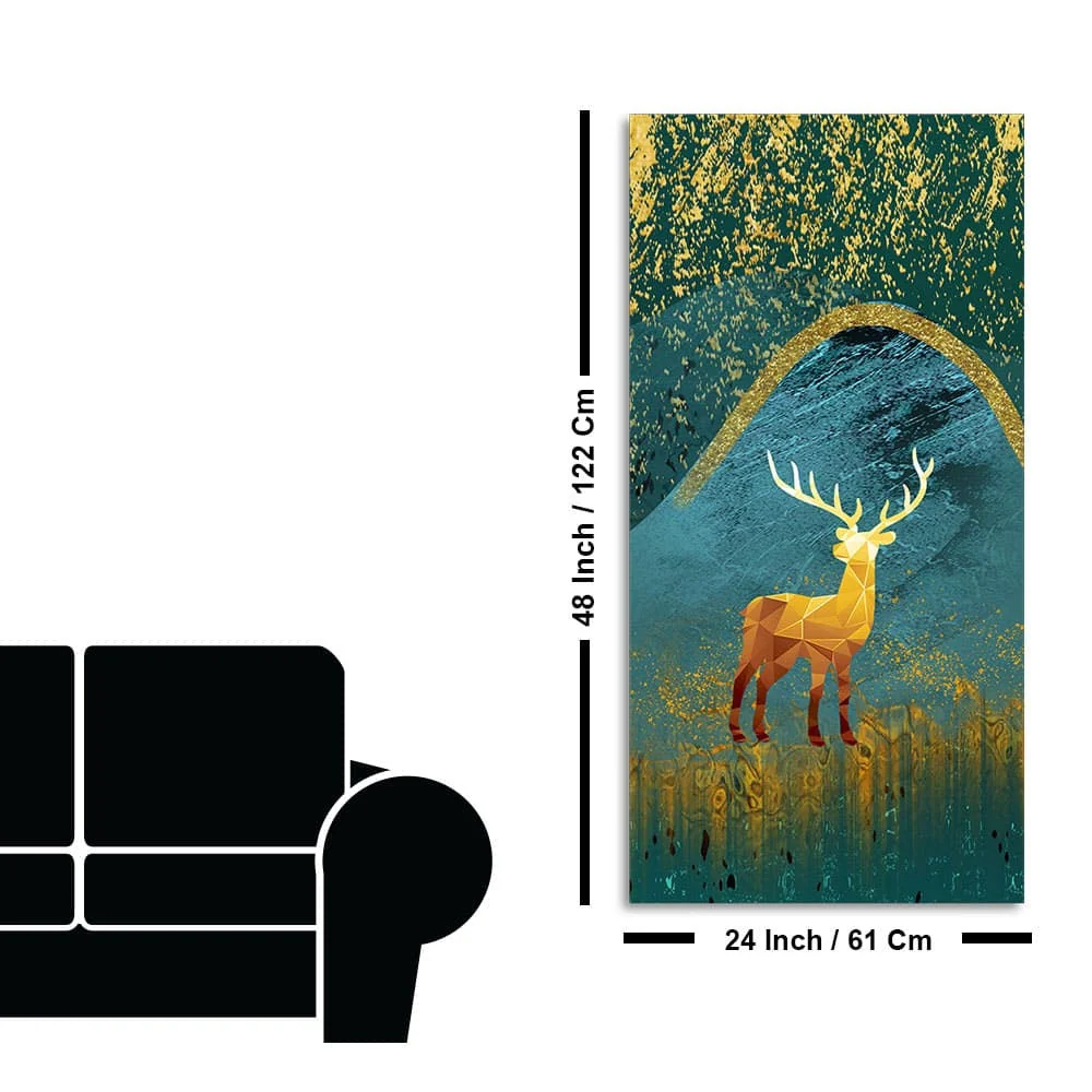 Golden Deer Modern Abstract Art Premium Canvas Wall Painting - Image 7