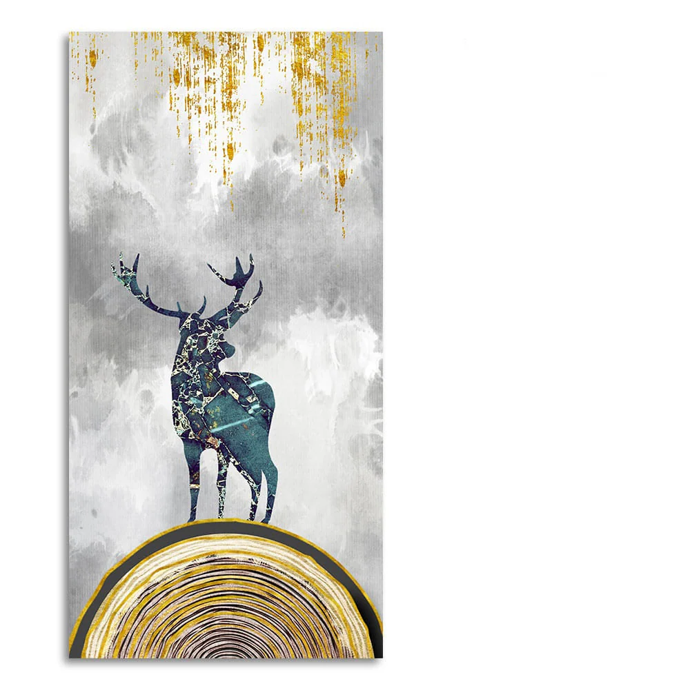 Golden Deer Silhouette Premium Canvas Wall Painting - Image 4