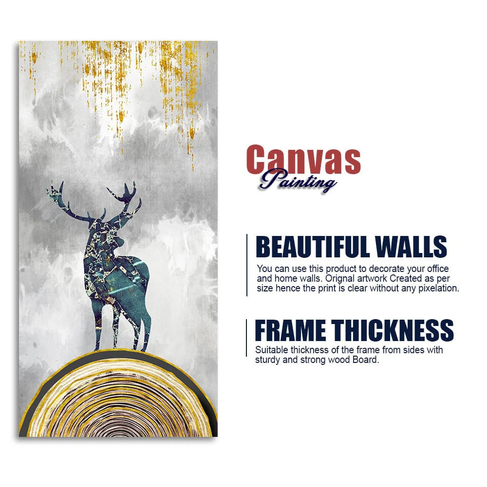 Golden Deer Silhouette Premium Canvas Wall Painting - Image 6