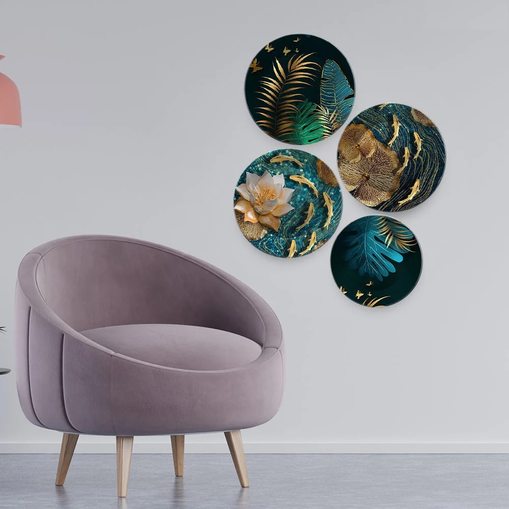 Golden Fishes in the Ocean Premium Wall Plates Set of 4 - Image 2