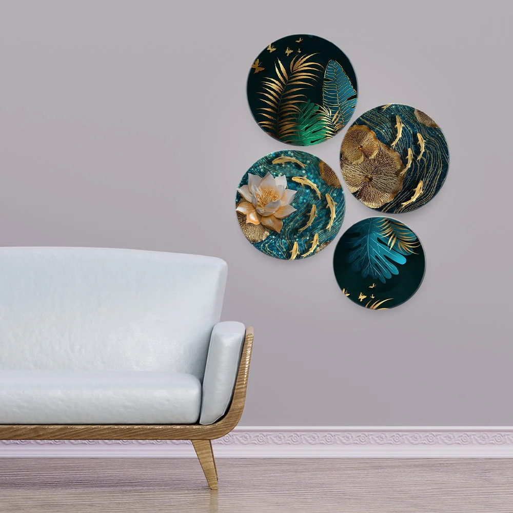 Golden Fishes in the Ocean Premium Wall Plates Set of 4 - Image 3