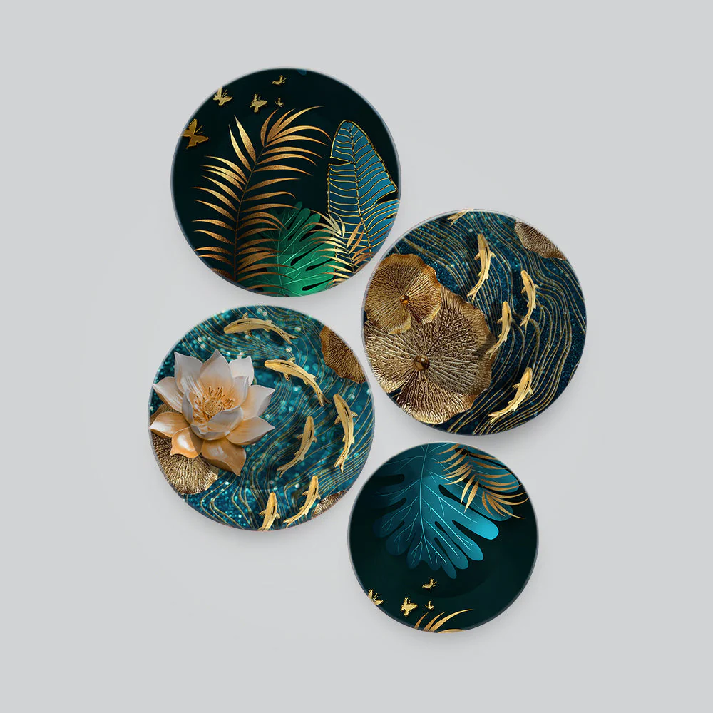 Golden Fishes in the Ocean Premium Wall Plates Set of 4 - Image 4