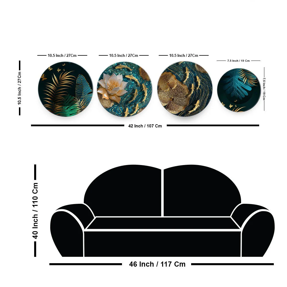 Golden Fishes in the Ocean Premium Wall Plates Set of 4 - Image 6