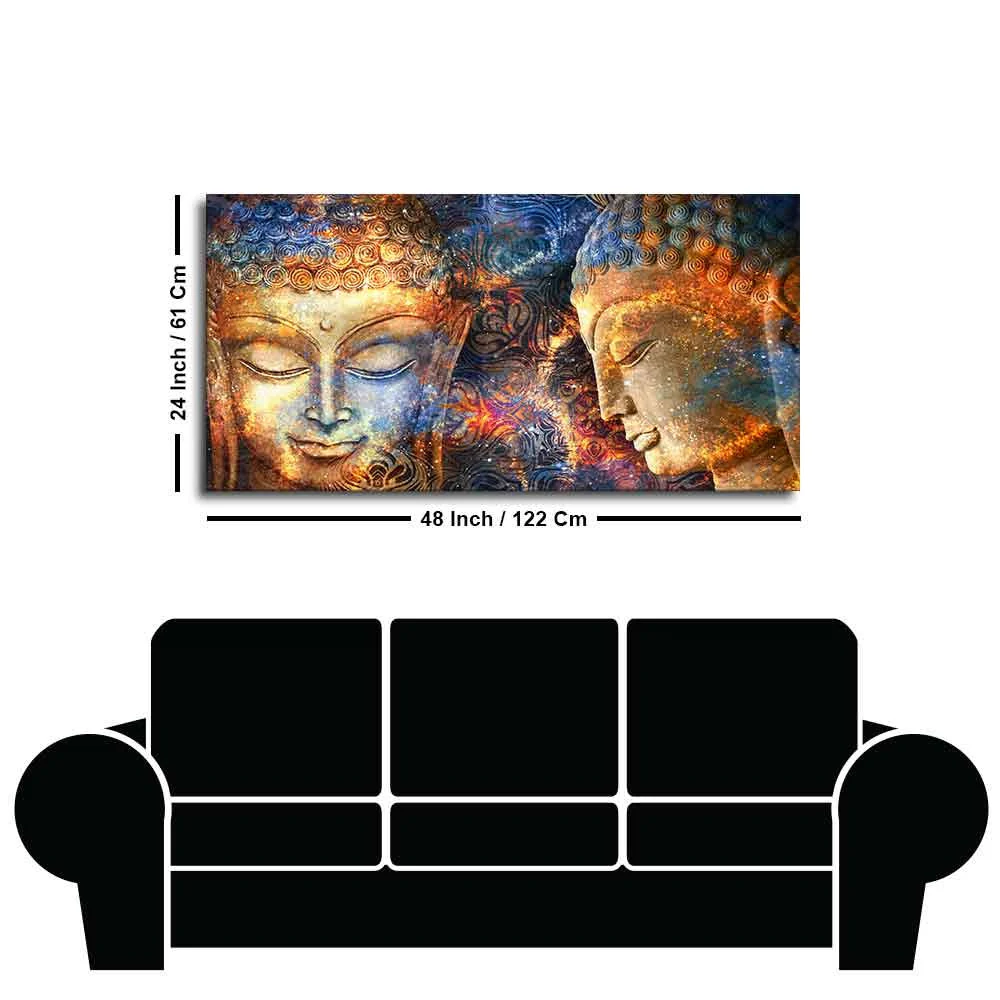 Golden Head of Lord Buddha Canvas Wall Painting - Image 7