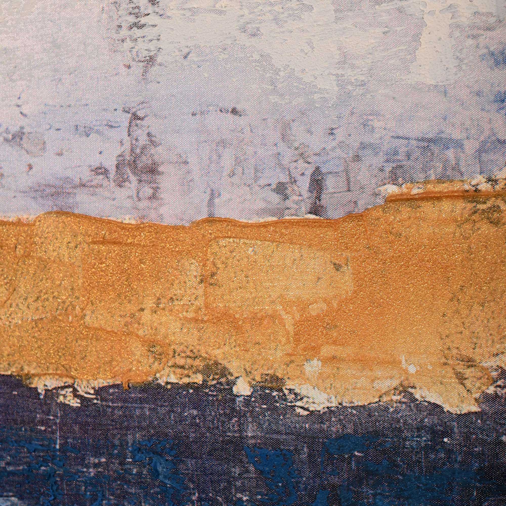 Golden Horizon Abstract Hand Painted Wall Painting with Floating Frame - Image 4