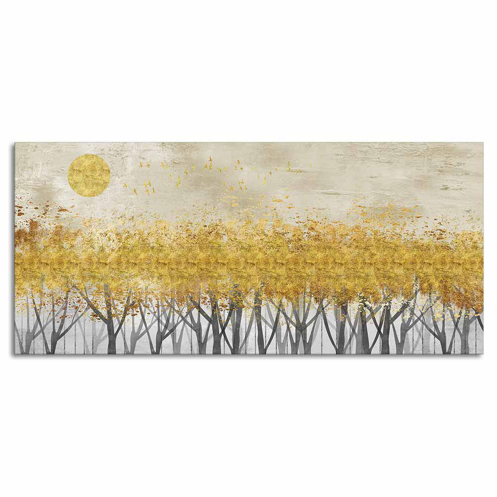 Golden Leaf Trees Canvas Wall Painting - Image 5