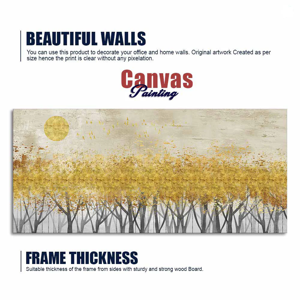 Golden Leaf Trees Canvas Wall Painting - Image 6