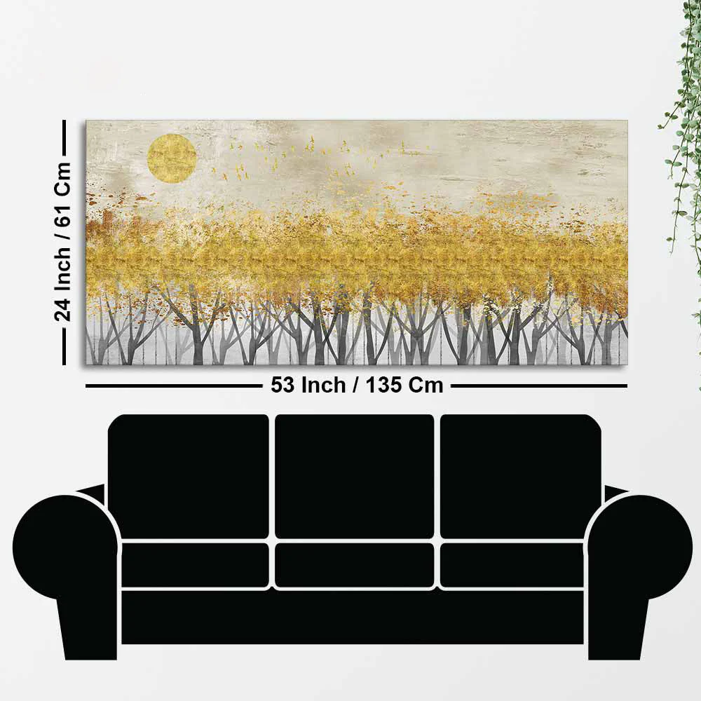 Golden Leaf Trees Canvas Wall Painting - Image 7