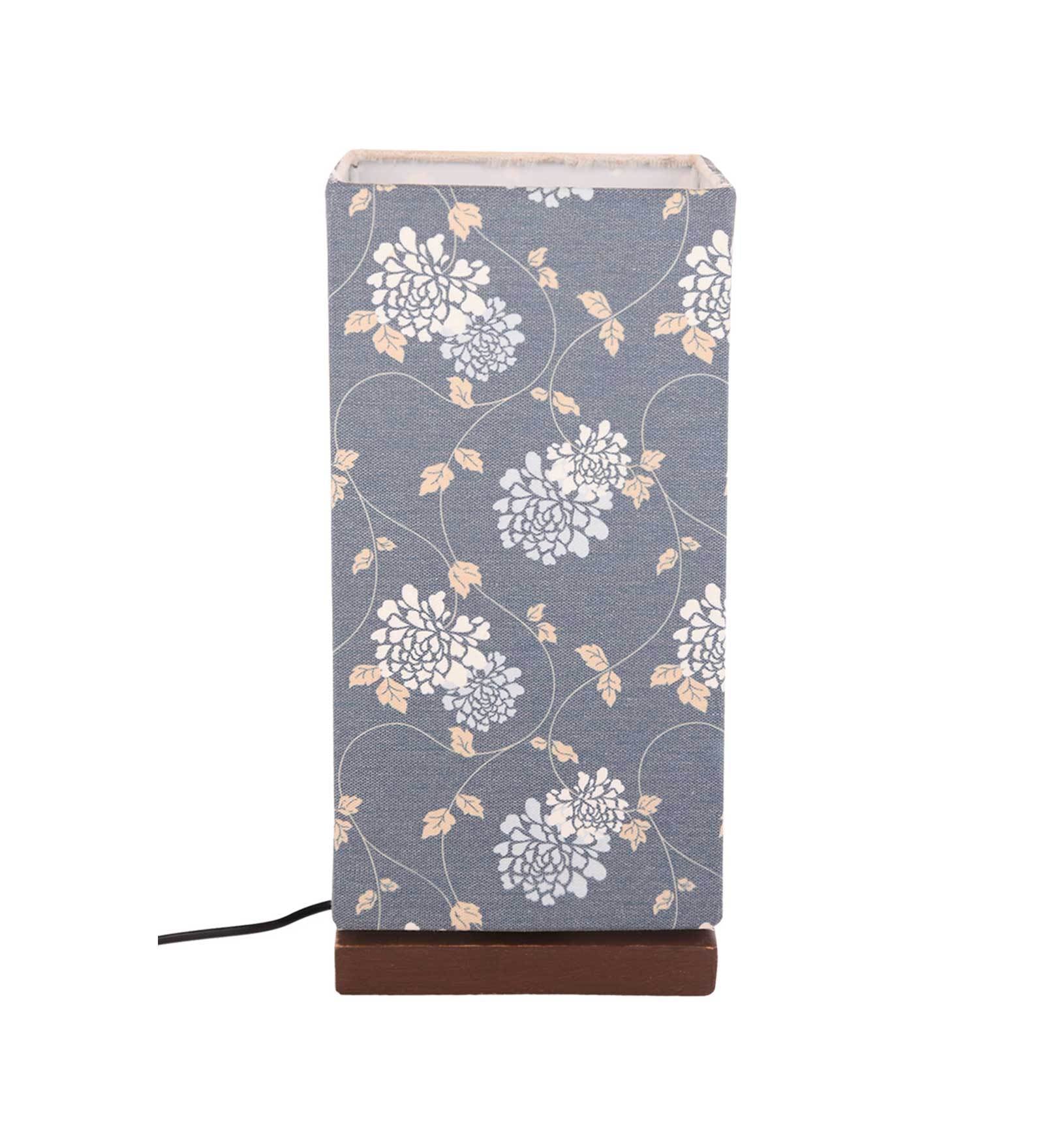 Golden Leaves Printed Table Lamp with Wooden Finish Base - Image 4