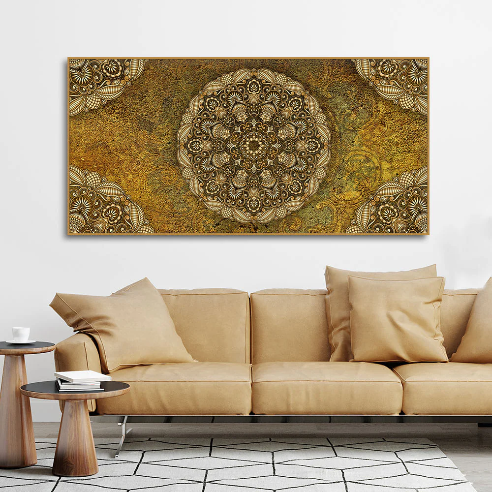 Golden Mandala Art Canvas Wall Painting - Image 3