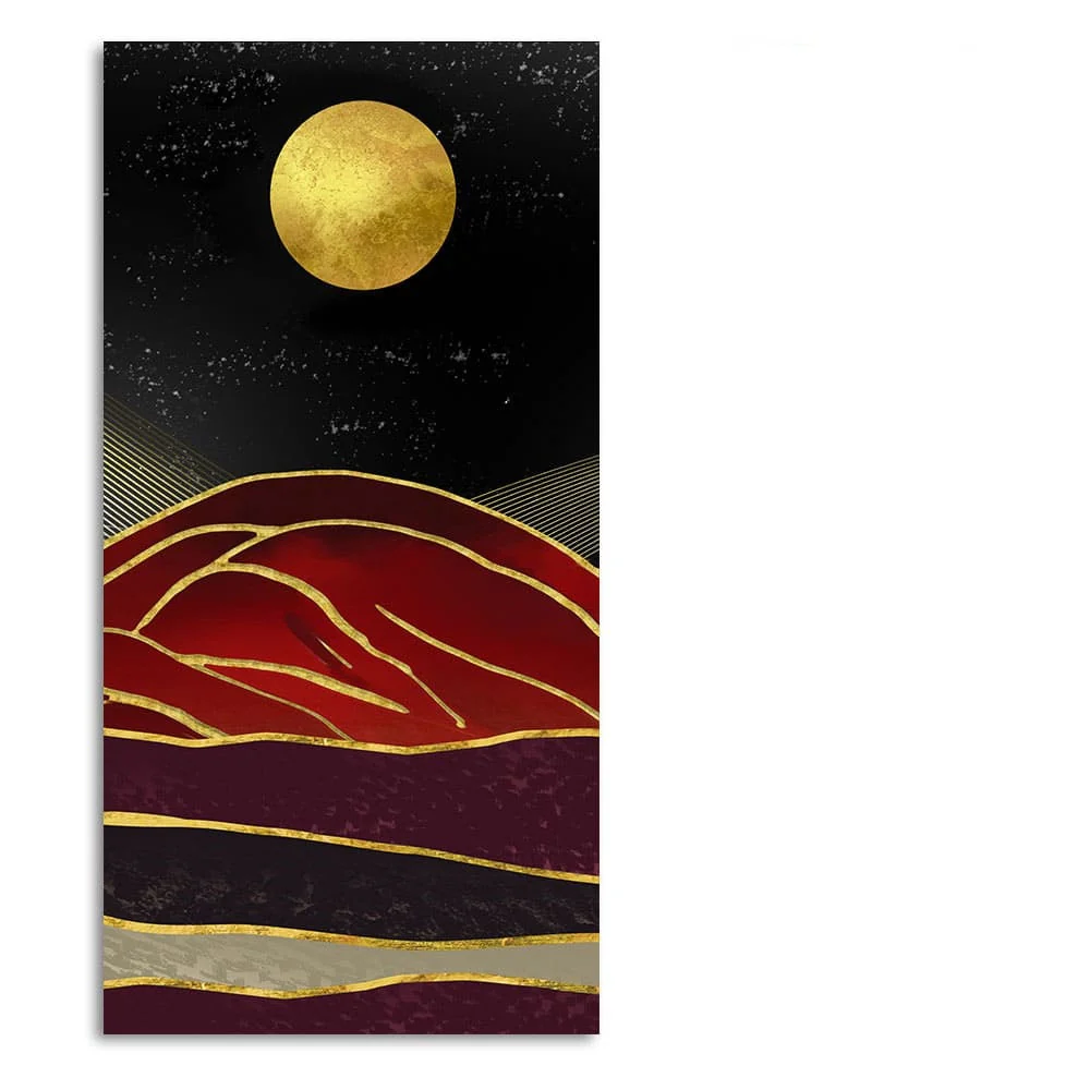 Golden Mountain lines Art Premium Canvas Wall Painting - Image 4