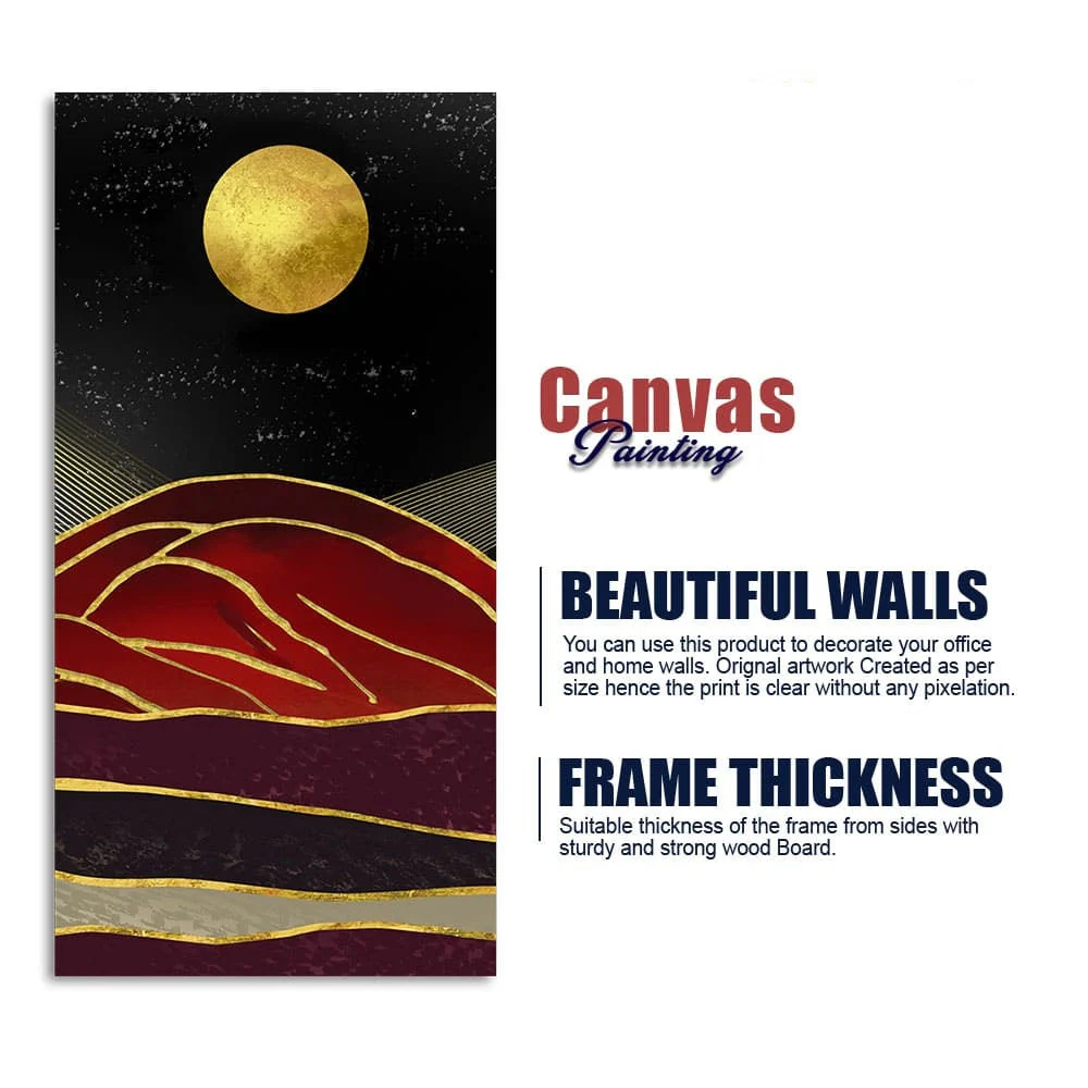 Golden Mountain lines Art Premium Canvas Wall Painting - Image 6