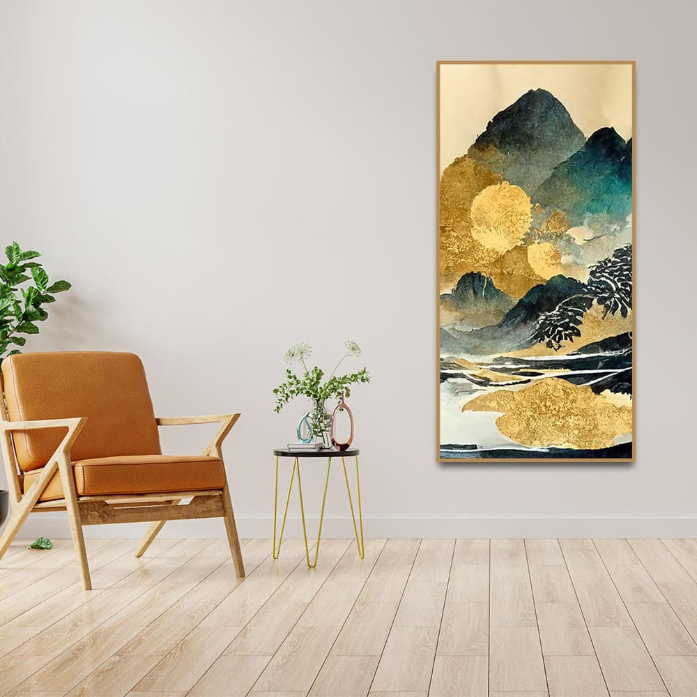 Golden Mountain Scenery of Mount Fuji Premium Wall Painting - Image 3