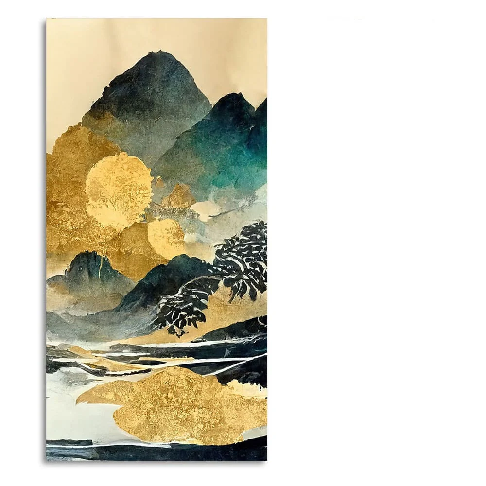 Golden Mountain Scenery of Mount Fuji Premium Wall Painting - Image 4