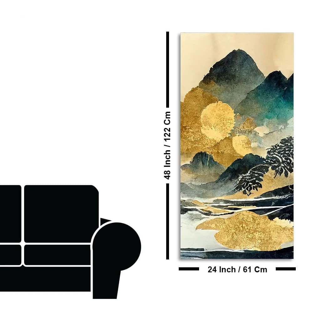 Golden Mountain Scenery of Mount Fuji Premium Wall Painting - Image 7