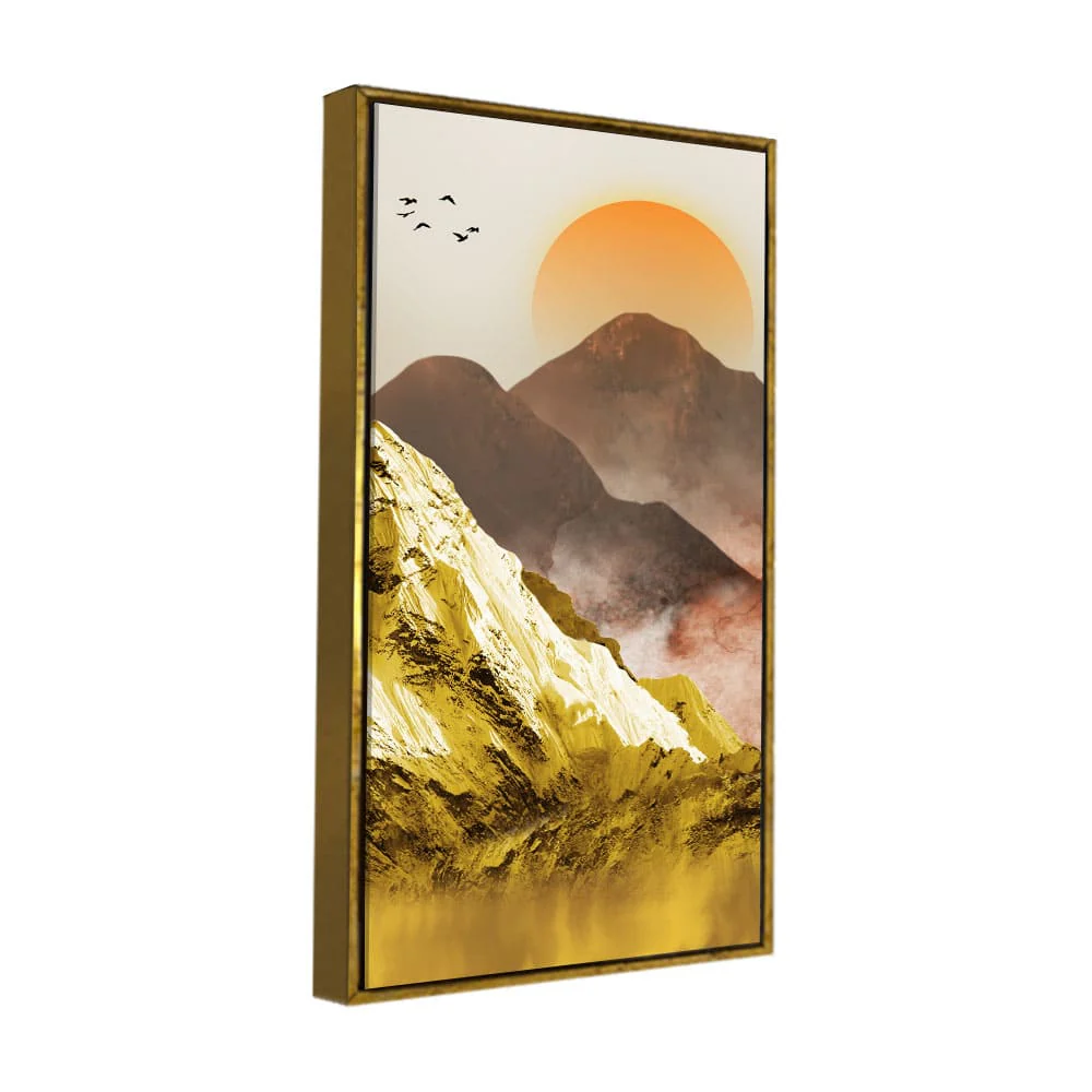 Golden Mountains and Birds Scenery Canvas Wall Painting - Image 5