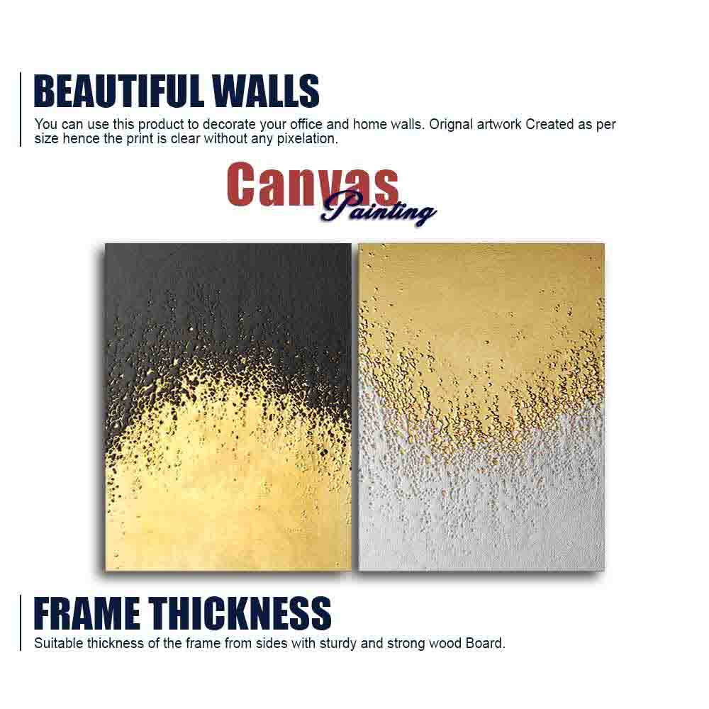 Golden Paint Texture Canvas Wall Painting of Two Pieces - Image 6
