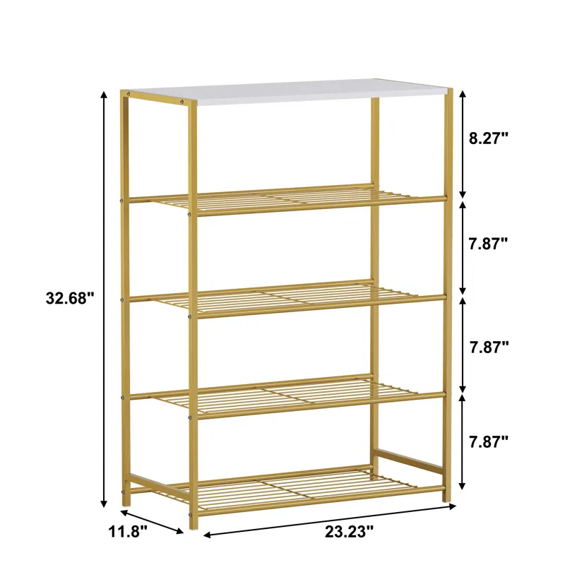 Golden Shoe Shelf with Open Design & Sleek Modern Look - Image 5