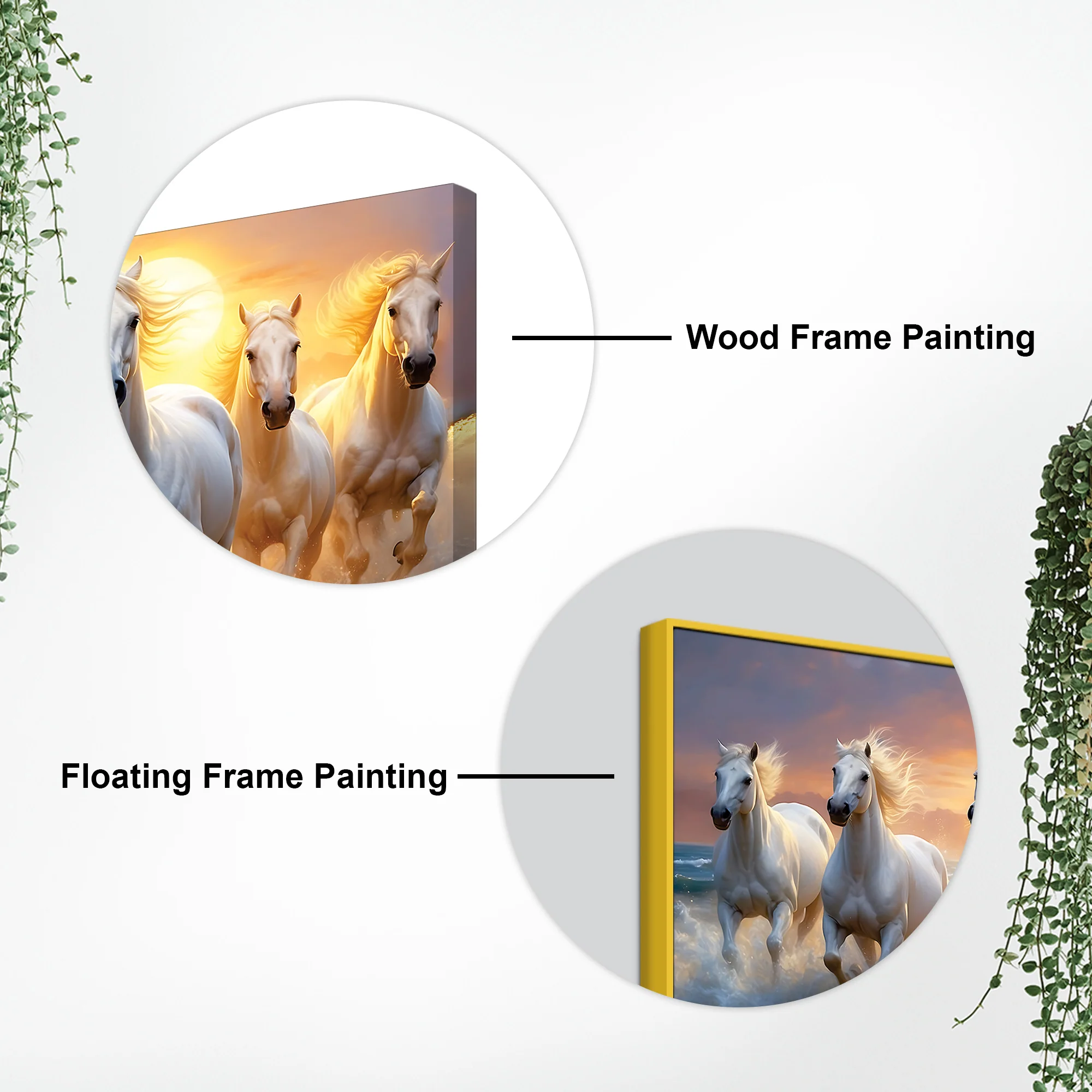 Golden Sunset Running White Horses Canvas wall Painting - Image 5