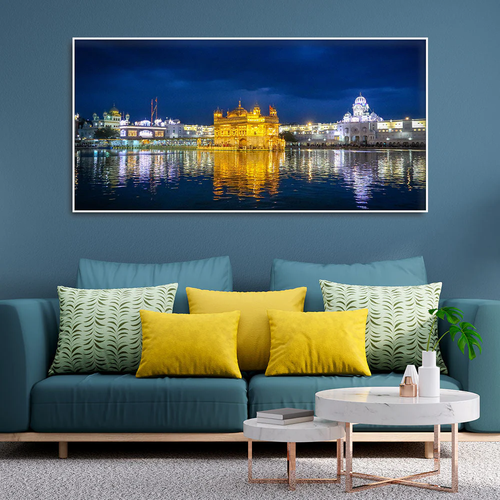 Golden Temple in Evening Canvas Wall Painting - Image 3