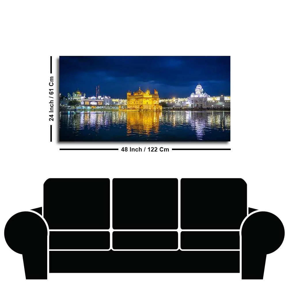 Golden Temple in Evening Canvas Wall Painting - Image 7