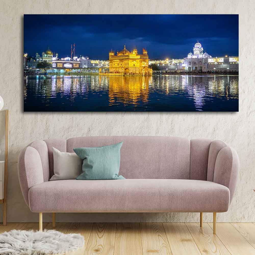 Golden Temple in Evening Large Canvas Wall Painting - Image 2