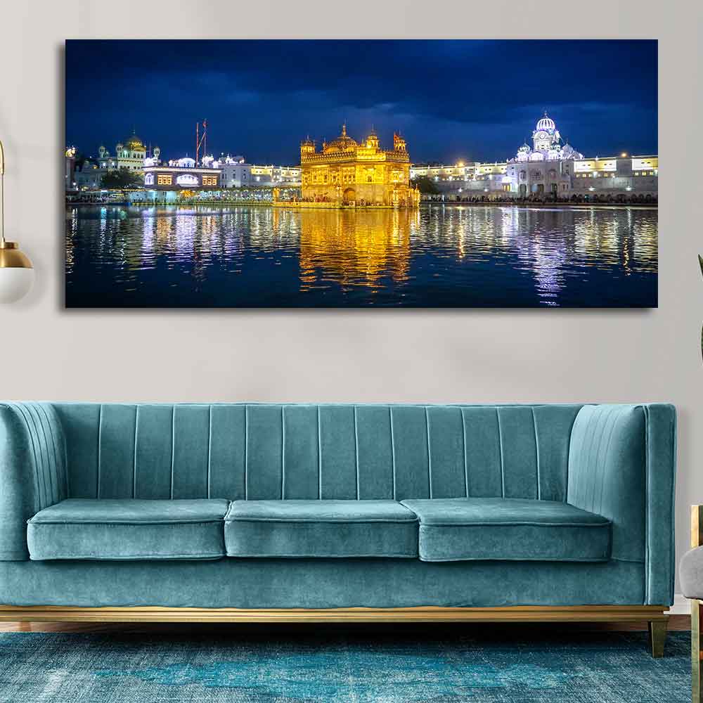 Golden Temple in Evening Large Canvas Wall Painting - Image 3