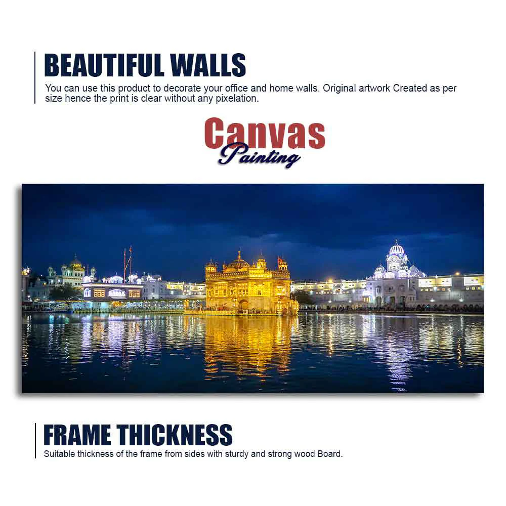 Golden Temple in Evening Large Canvas Wall Painting - Image 6