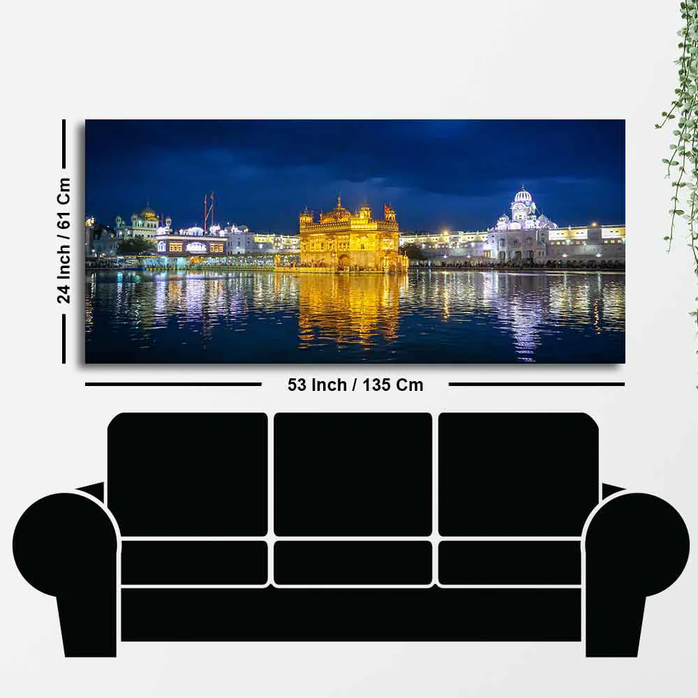 Golden Temple in Evening Large Canvas Wall Painting - Image 7